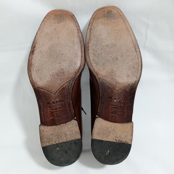 M. Gemi Mens Brown Leather Oxfords 43.5 / 10.5 M Dress Shoes Made In Italy